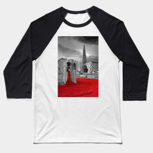 Tower of London Red Poppy Poppies Baseball T-Shirt